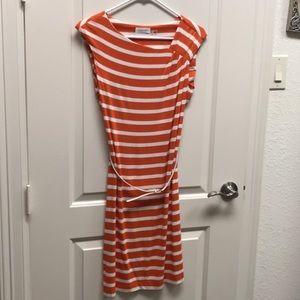 Calvin Klein Orange white striped dress